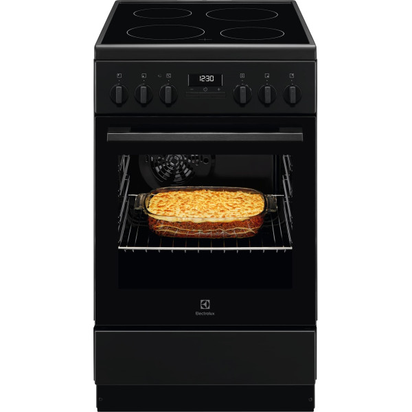 Плита Electrolux електрична склокерамічна, 57л, 50x60см, дисплей, конвекція, чорний матовий