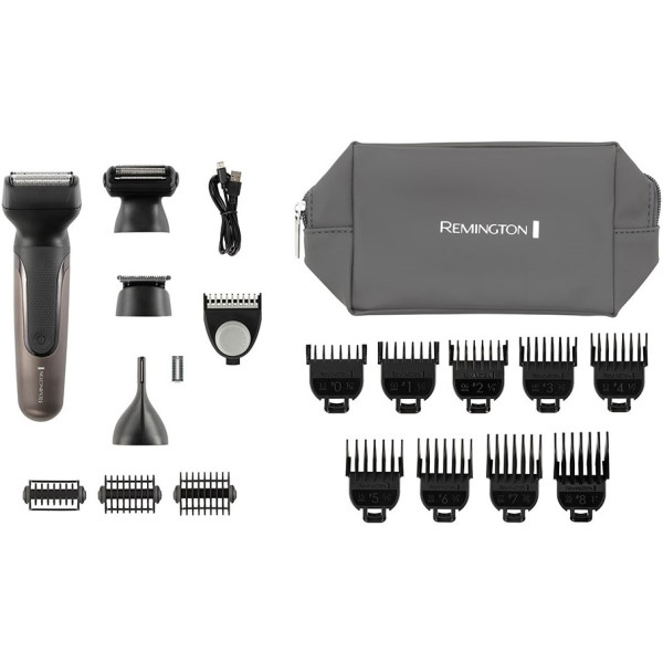 Тример Remington One, для бороди, вусів, голови та тіла, носа та вух, акум., насадок-18, сталь, чорний