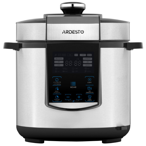Мультиварка-скороварка ARDESTO, 900Вт, чаша-6л, електронне керув., книга рецептів, метал/пластик, сірий