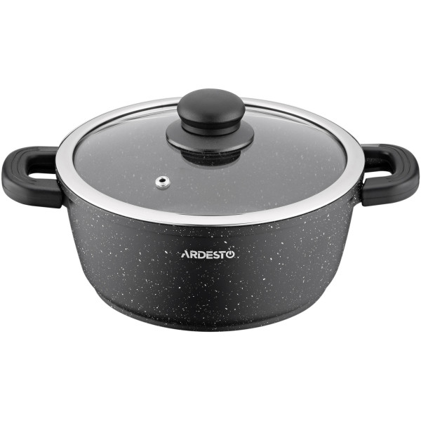 Каструля зі скляною кришкою ARDESTO Gemini Anzio, 2.5л, алюміній, чорний