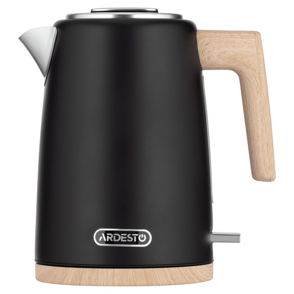 Електрочайник ARDESTO Wood Modern, 1.7л, метал, мат, Strix, чорний