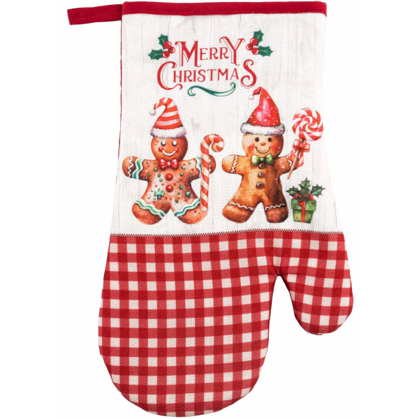 Рукавичка ARDESTO Christmas Gingerbread 18х30см, 100% поліестер (верх), 100% бавовна (низ), червоний