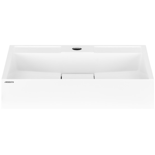 Раковина, умивальник ARDESTO Anna, штучний камінь, прямокут., з отвором для змішувача, без переливу, 500х380х110мм, накладний, білий