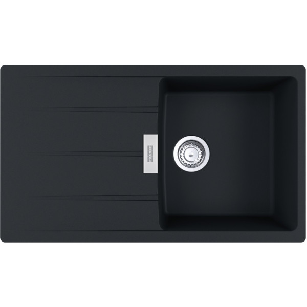 Мийка кухонна Franke Centro, фраграніт, прямокутник, з крилом, 860х500х200мм, чаша - 1, врізна, оборотна, CNG 611-86, чорний матовий