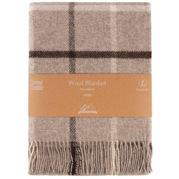 Плед ARDESTO Leonardo Alpina, 140x200см, 100% вовна, бежевий