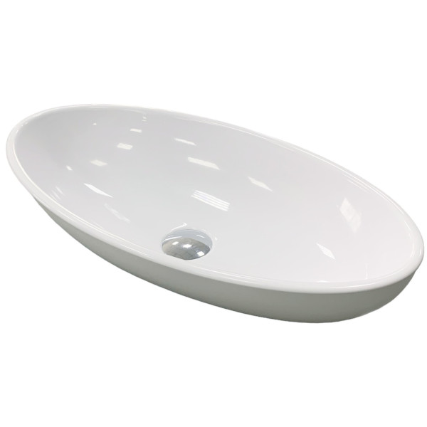 Раковина, умивальник Adamant ANDERE NEW, штучний камінь, овальна, без отвору для змішувача та переливу, 590х295х130мм, накладний, білий