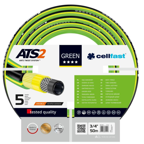 Шланг садовий Cellfast GREEN ATS 3/4" 50м 5 шарів до 30бар -20…+60°C