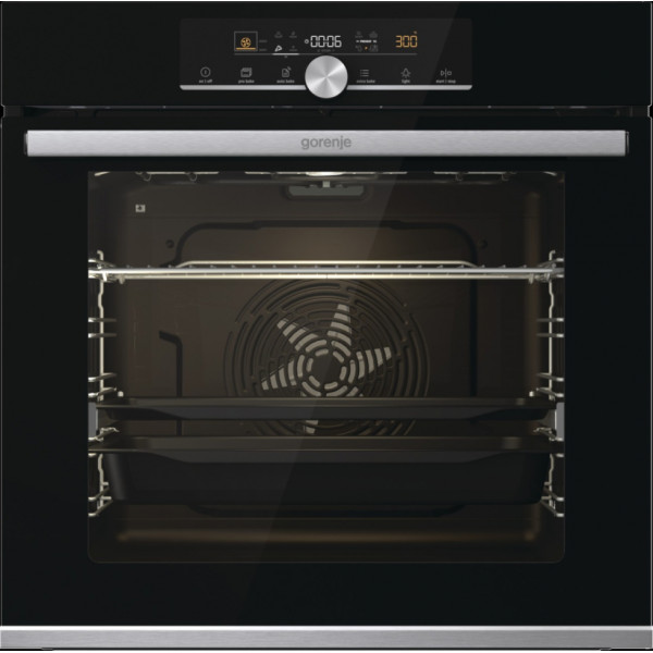 Духова шафа Gorenje духова електрична, 77л, A+, дисплей, піроліз, чорний