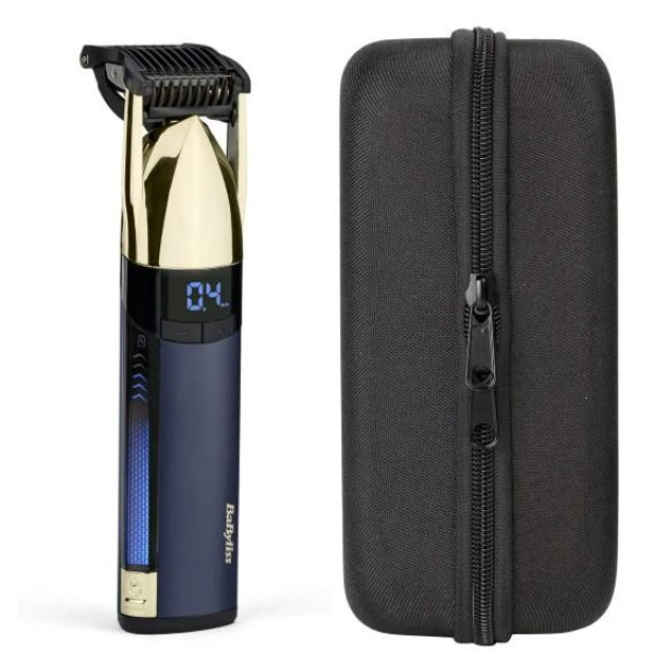 Тример Babyliss Super-X Metal Series Navy&Gold Edition, для голови, вусів та бороди, акум., насадок-1, кейс, сталь, синьо-золотий