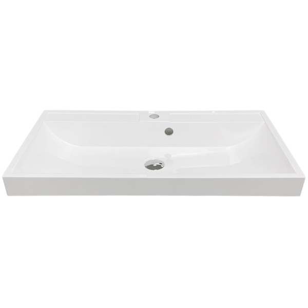 Раковина, умивальник Adamant STRENG NEW, штучний камінь, прямокут., з отвором для змішувача, з отвором для переливу, 790x410x123мм, накладний, білий