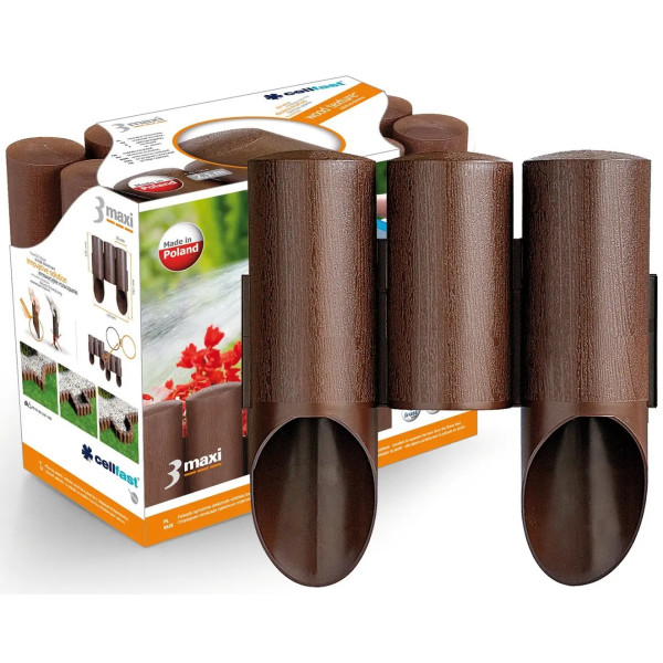 Газонна огорожа Cellfast 3 MAXI, 10 секцій по 21см, 2.1м, коричневий