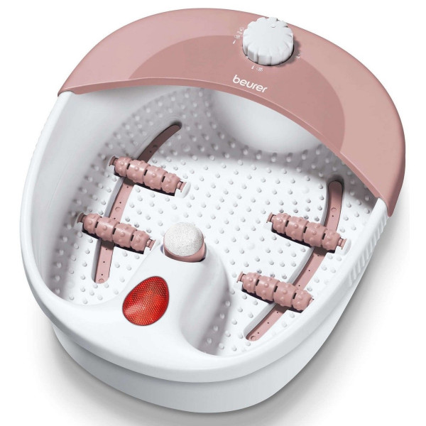 Масажна ванночка Beurer для ніг, від мережі, 3 насадки, підтрим. температури води, біло-рожевий