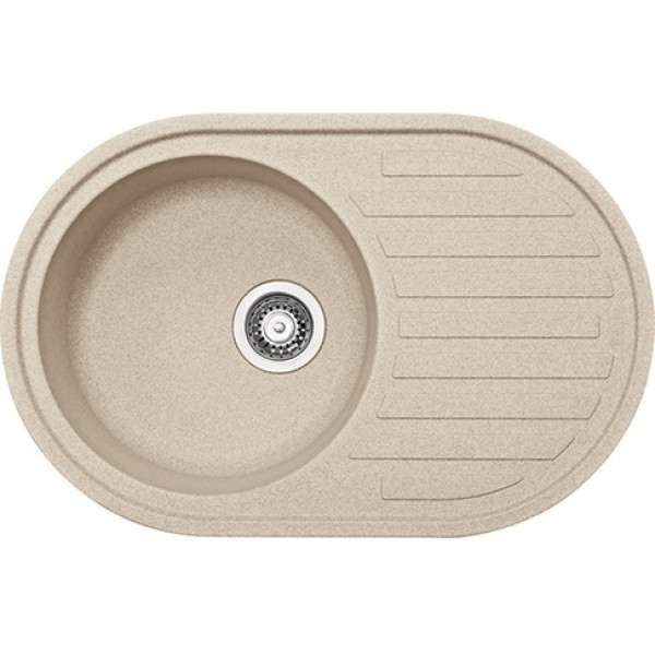 Мийка кухонна Franke Ronda, фраграніт, овал, з крилом, 770х500х200мм, чаша - 1, накладна, ROG 611, бежевий
