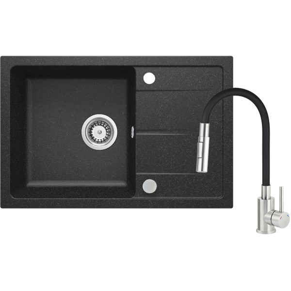 Набір для кухні Deante Leda, гранітна мийка ZRD_2113 + зміш. BOC_B740, графіт