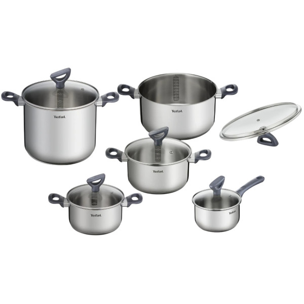 Набір посуду Tefal Daily Cook, 10предметів, нержавіюча сталь, бакеліт, скло