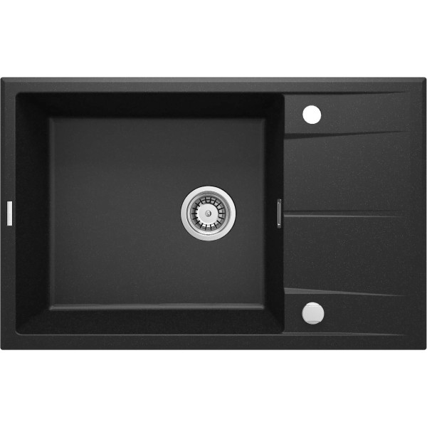 Мийка кухонна Deante Eridan, граніт, прямокутник, з крилом, 780х500х210мм, чаша - 1, накладна, металічний графіт