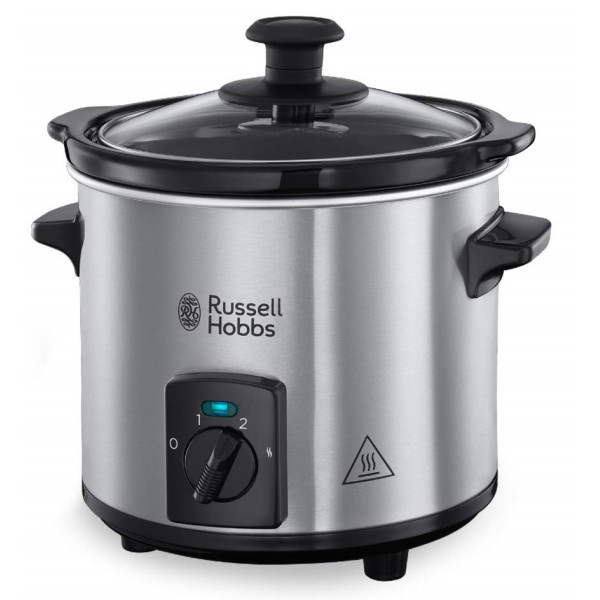 Повільноварка Russell Hobbs CompactHome, 145Вт, чаша-2л, механічне керув., знімна кришка, нерж. сталь, сірий