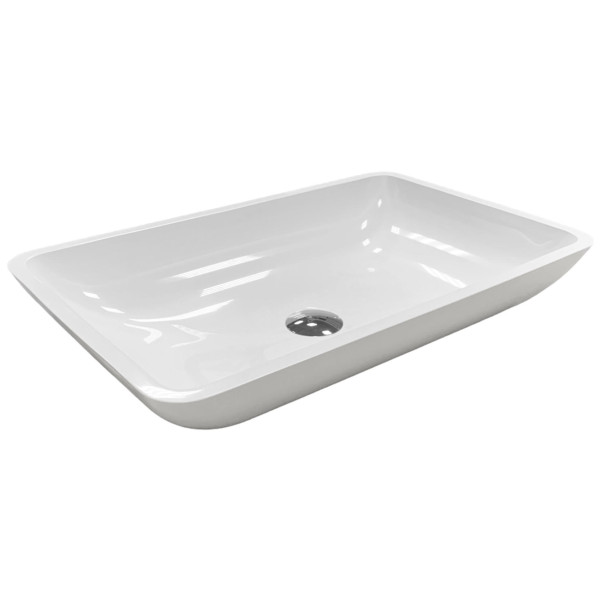 Раковина, умивальник Adamant LOWER, штучний камінь, прямокут., без отвору для змішувача та переливу, 560x360x100мм, накладний, білий