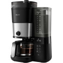 Кавоварка Philips крапельна All-in-1 Brew 1.25л, зерно + мелена, дисплей, підігрів кавника, кавомолка, чорний