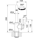 Змішувач для кухні Franke Lina U, довж.виливу - 211мм, поворотний, 1важіль, хром