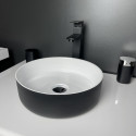 Раковина, умивальник Adamant ARENA, штучний камінь, кругла, без отвору для змішувача та переливу, 360х113мм, врезной, чорно-білий