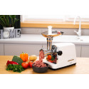М'ясорубка ARDESTO, 1750Вт, 2кг/хв, 3 решітки, насадка для ковбас, кеббе, 4 терки, пластик, біло-сріблястий