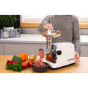 М'ясорубка ARDESTO, 1750Вт, 2кг/хв, 3 решітки, насадка для ковбас, кеббе, 4 терки, пластик, біло-сріблястий