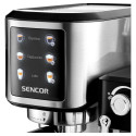 Кавоварка Sencor ріжкова 1л, мелена, автоматичний капучинатор, LCD-дисплей, нерж. сталь, сірий