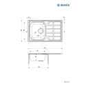 Мийка кухонна Deante Soul, нерж.сталь, прямокут., з крилом, 780х490х160мм, чаша - 1, накладна, нерж
