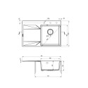 Мийка кухонна Deante Evora, граніт, прямокутна, з крилом, 760х500х195мм, чаша - 1, врізна, графіт