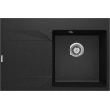Мийка кухонна Deante Evora, граніт, прямокутна, з крилом, 760х500х195мм, чаша - 1, врізна, графіт