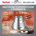 Набір посуду Tefal Ingenio Emotion, змінна ручка, 10предметів, нержавіюча сталь, бакеліт, пластик, силікон, скло