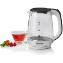 Електрочайник Gorenje 1.7л, 2,200 Вт, strix контроль, скло, білий