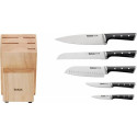 Набір ножів Tefal Ice Force, 5пр., з дерев'яною колодкою, нержавіюча сталь, пластик, чорний