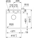 Мийка кухонна Franke Maris, фраграніт, прямокутник, без крила, 410х510х200мм, чаша - 1, врізна, MRG 610-72 TL, сірий камінь