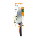 Кухонний ніж поварський Santoku Fiskars Functional Form, 16см, нержавіюча сталь, пластик, чорний