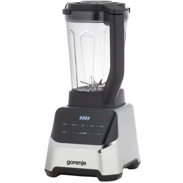 Блендер Gorenje стаціонарний 1500Вт, чаша-2000мл, дисплей, подрібнювач, чорний-нерж