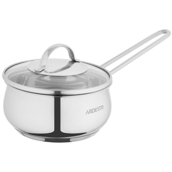 Ківш зі скляною кришкою ARDESTO Gemini Liguria, 1.3л, нержавіюча сталь