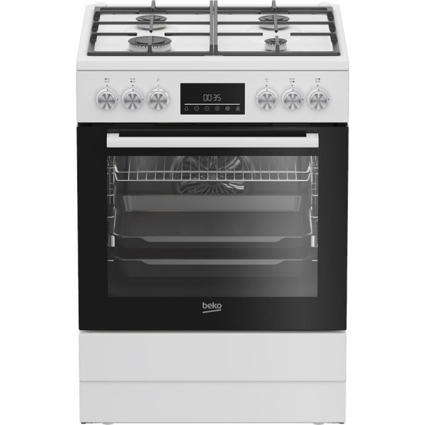 Плита Beko комбінована, 72л, 60x60см, конвекція, дисплей, телескопічні направляючі, білий