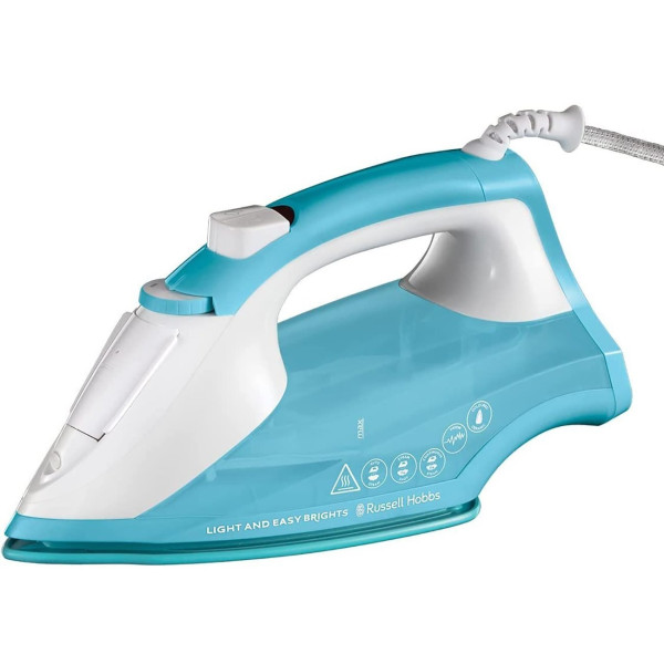 Праска Russell Hobbs Light & Easy Brights, 2600Вт, 240мл, паровий удар -35гр, постійна пара - 115гр, Anti-calc, керам. підошва, блакитний