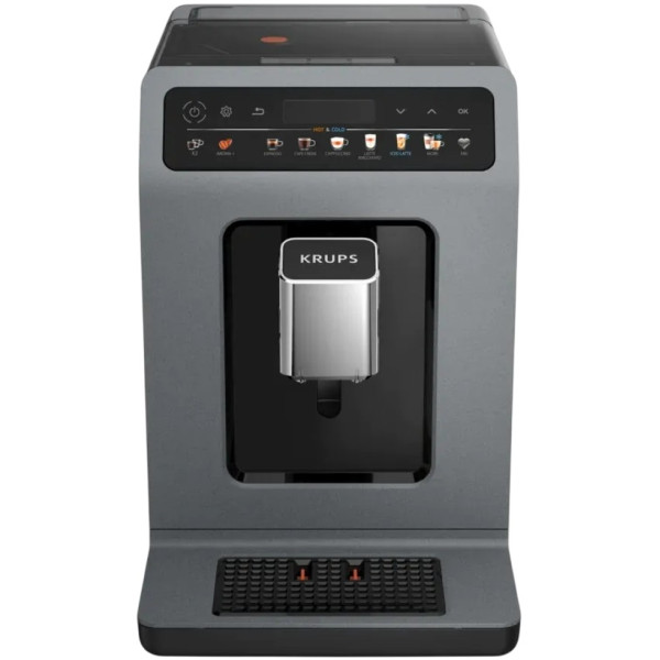 Кавомашина Krups Evidence Hot & Cold 2.3л, зерно, автомат.капучинатор, ОLED диспл, авторецептів - 18, сіро - чорний