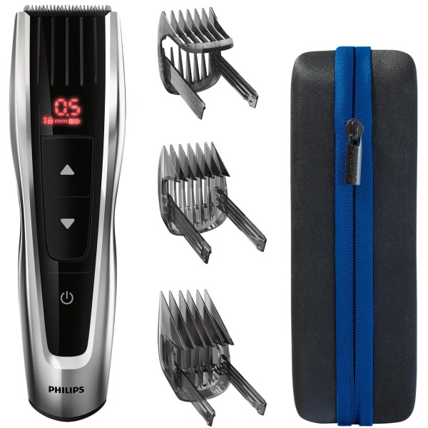 Машинка для стриження Philips Series 9000, акум., роторний мотор, насадок-3, кейс, сталь, чорно-сірий