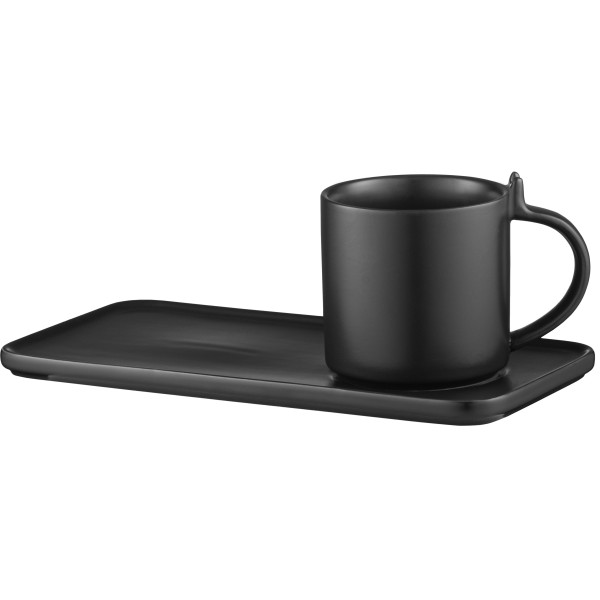 Набір чашка з блюдцем, 250мл, порцеляна, чорний