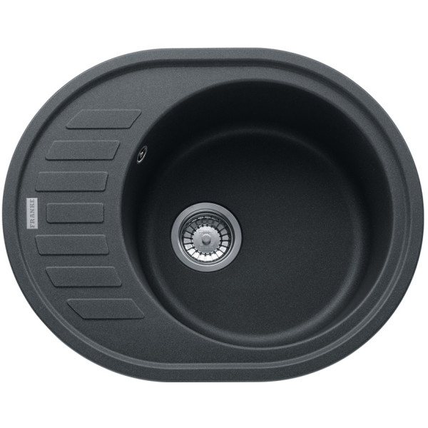 Мийка кухонна Franke Ronda, фраграніт, овал, з крилом, 620х500х200мм, чаша - 1, накладна, ROG 611-62, онікс
