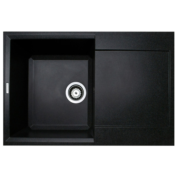 Мийка кухонна Adamant Horizon, штучний камінь, прямокут., з крилом, 780х495х230мм, чаша - 1, врізна, чорний