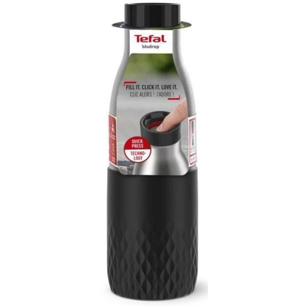 Термопляшка Tefal Bludrop soft touch, 500мл, нержавіюча сталь, графітовий
