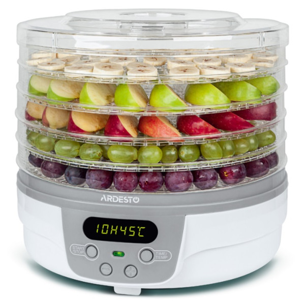 Сушарка для продуктів ARDESTO FDB-5321T, 250Вт, піддонів -5x3см, діаметр-32см, макс-70°С, таймер, електр. управління, пластик , білий