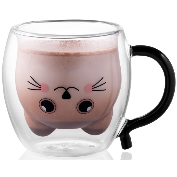 Набір чашок з ручками і подвійними стінками ARDESTO Animals, 250мл, 2шт, боросилікатне скло, прозорий