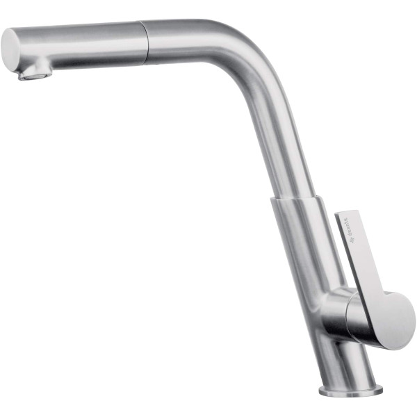 Змішувач для кухні Deante Silia, довж.виливу - 233мм, поворотний, витяжний, 1важіль, матова сталь