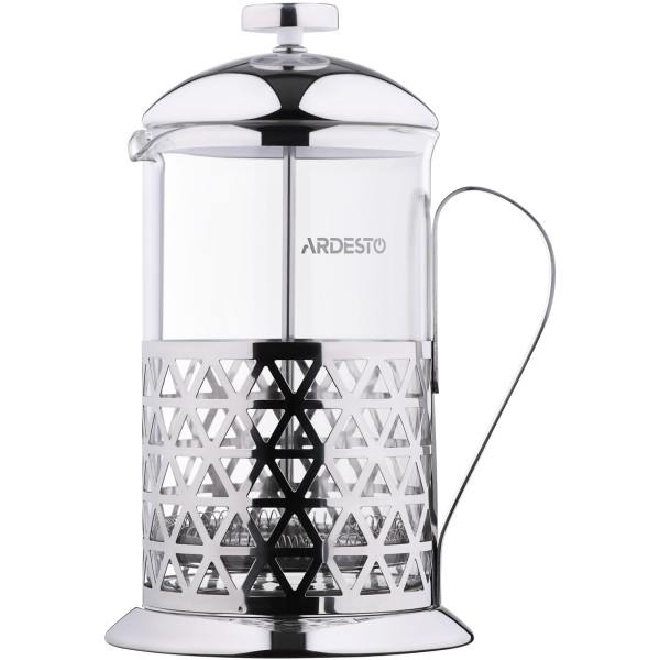 Френч-прес ARDESTO Gemini Fasano, 350мл, боросилікатне скло, нержавіюча сталь, прозорий